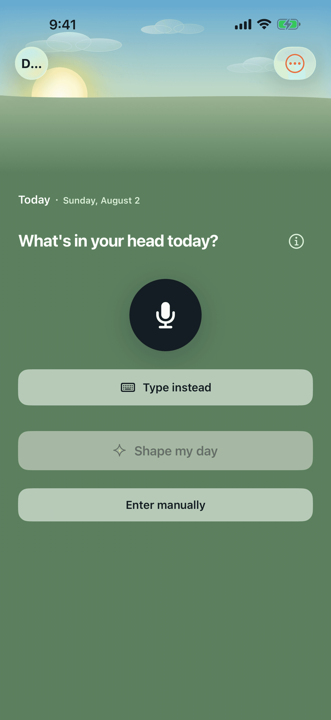 DayRamp voice declaration screen on iPhone